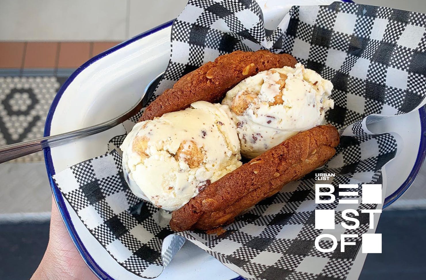 An ice cream sandwich from a Perth gelato shop