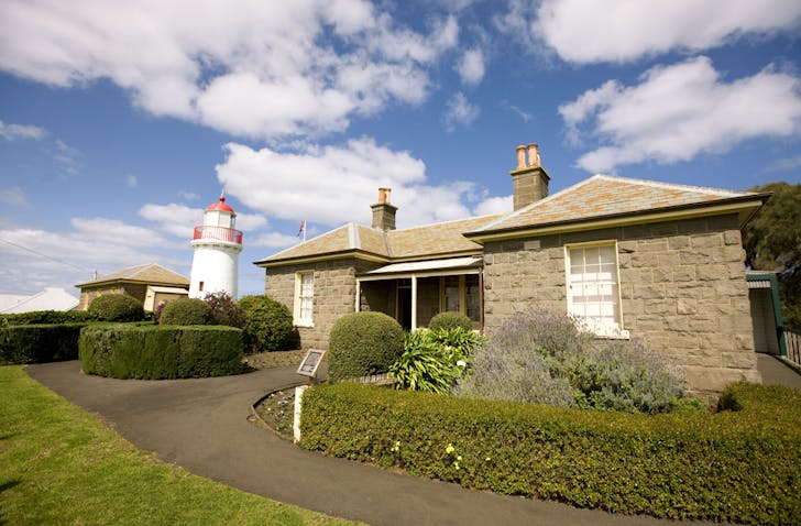 One of the Lady Bay lighthouses situated in Flagstaff Maritime Village in Warrnambool, Victoria.
