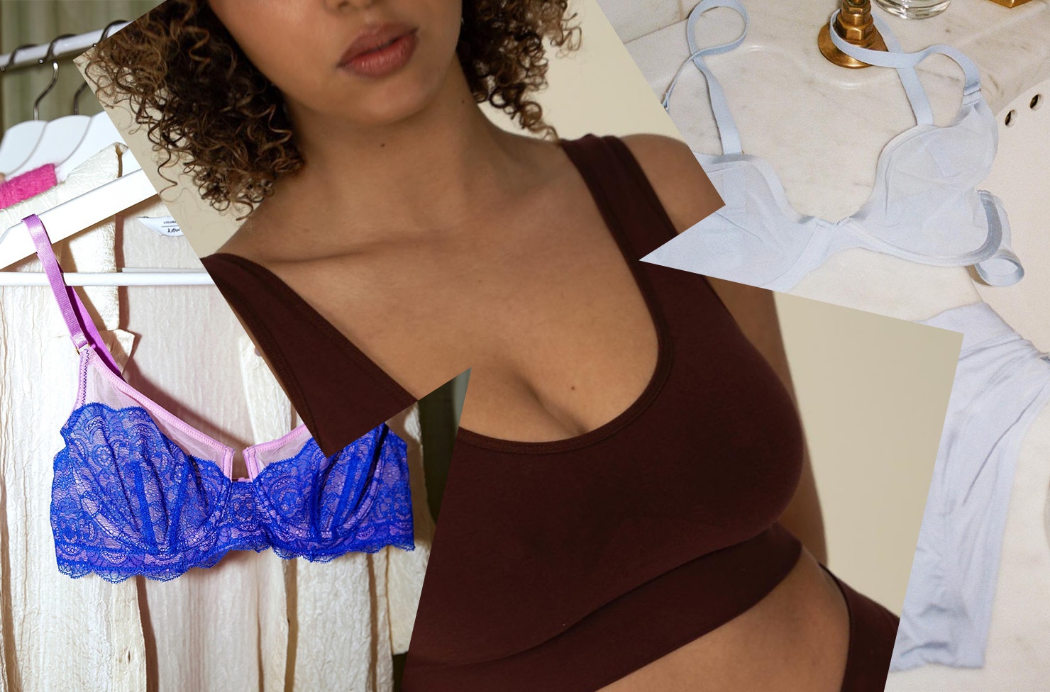 A collage of lingerie brands