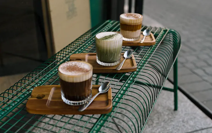 Three drinks from a cafe in Northbridge
