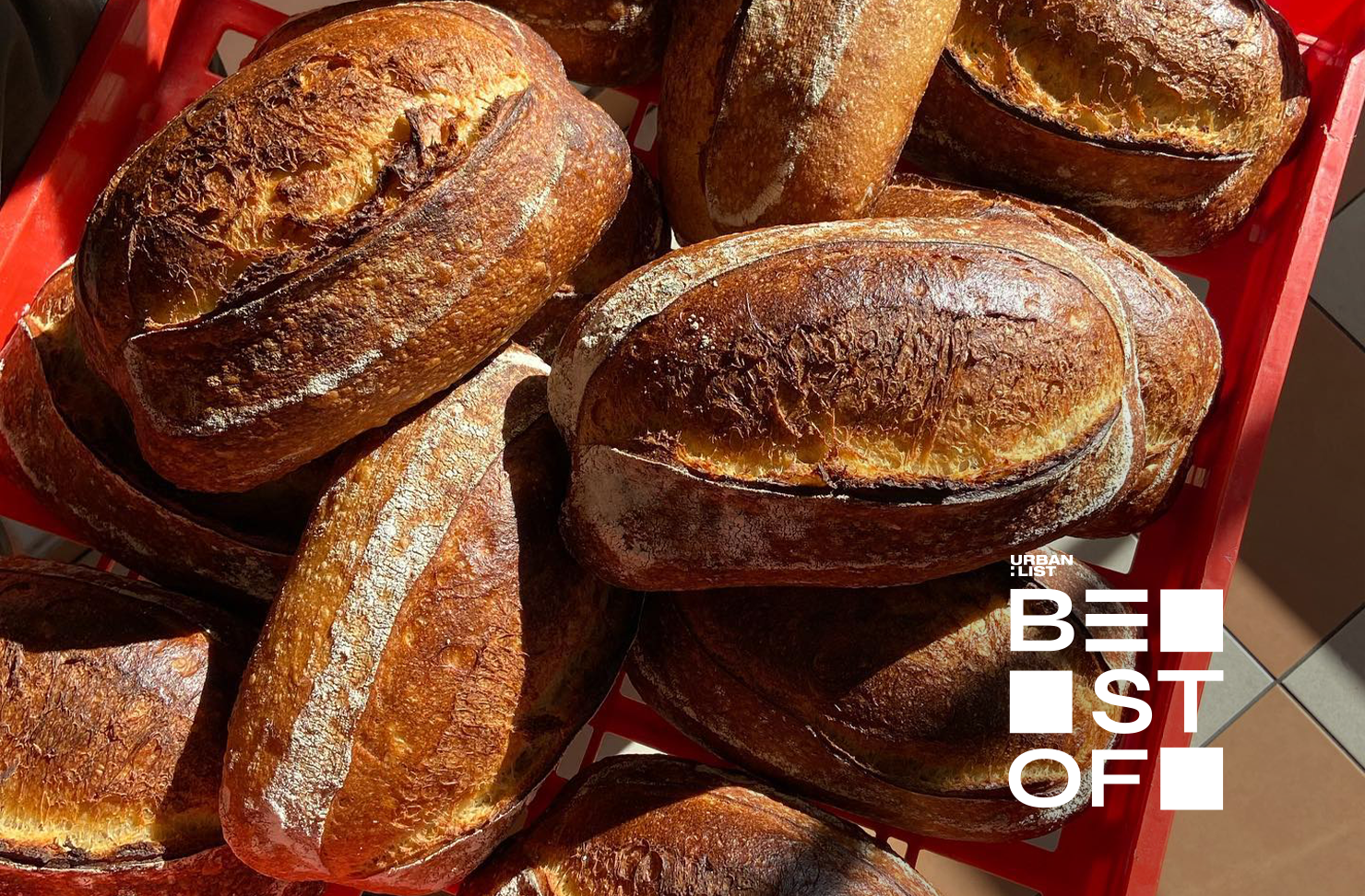 a tray of bread at a Perth bakery