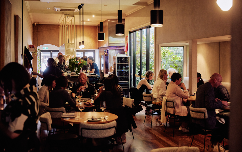 The busy dining room of one of Melbourne's best restaurants. 