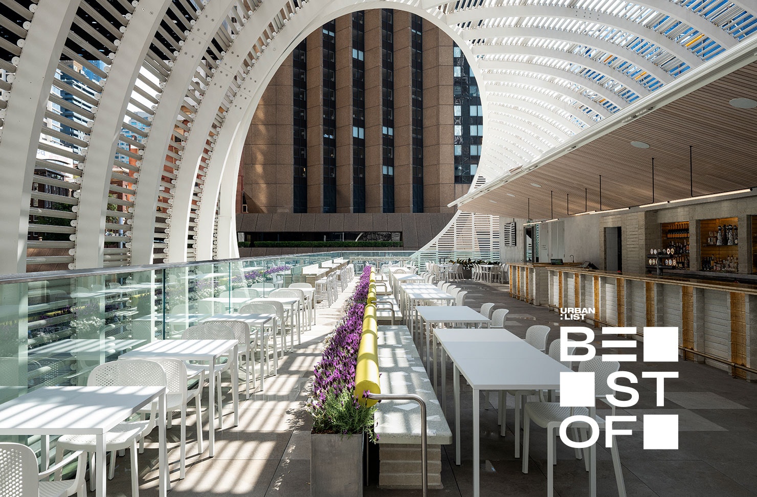 The sunny rooftop terrace at Jacksons on George, one of the best rooftop bars in Sydney