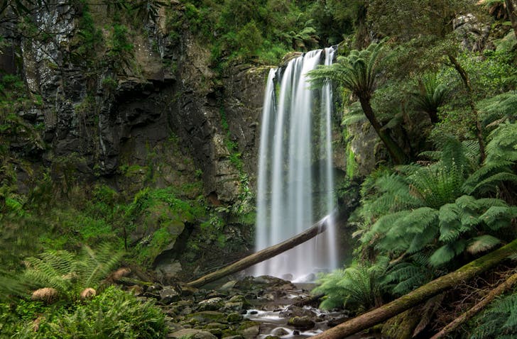 Water cascading over in the Great Otway National Park off the Great Ocean Road in Victoria.
