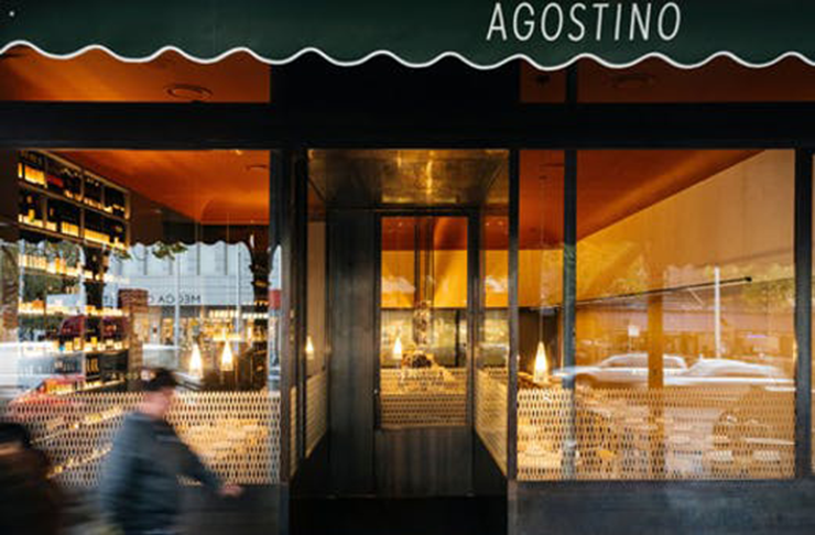 The warm-hued facade of one of Melbourne's best wine bars and cellars Agostino.