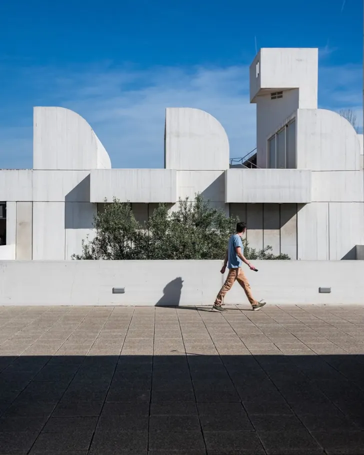 The concrete facade of Fundacio Joan Miro museum in Barcelona.