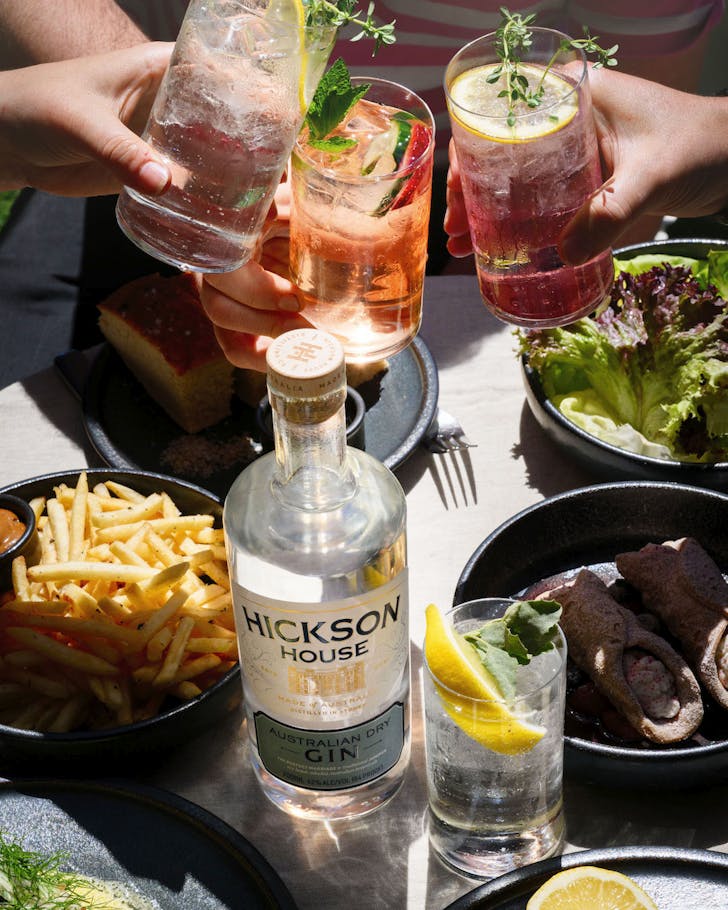 people cheers cocktails at hickson house distillery's bottomless brunch