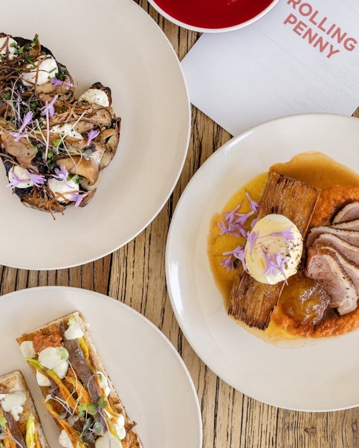 three breakfast dishes from popular sydney cafe rolling penny