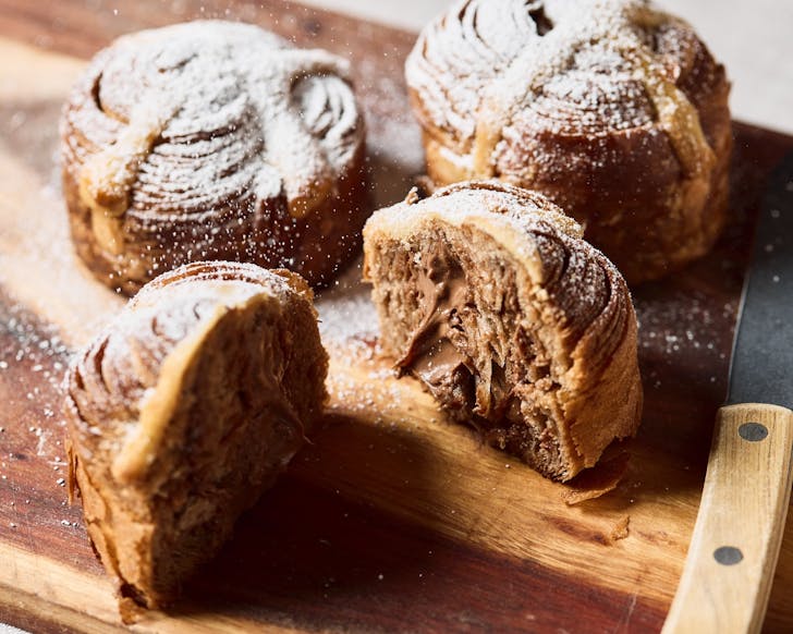 flaky cruffins filled with chocolate from sydney bakery bar mammoni