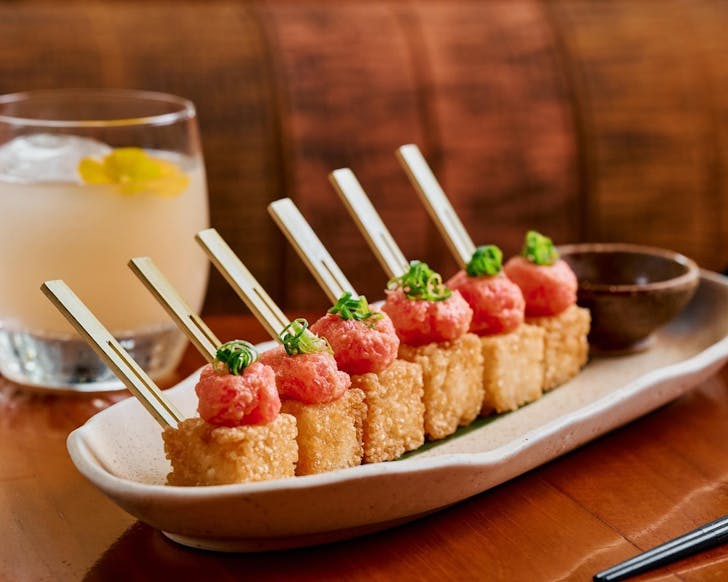 a plate of the signature crispy rice and tuna dish at nobu sydney