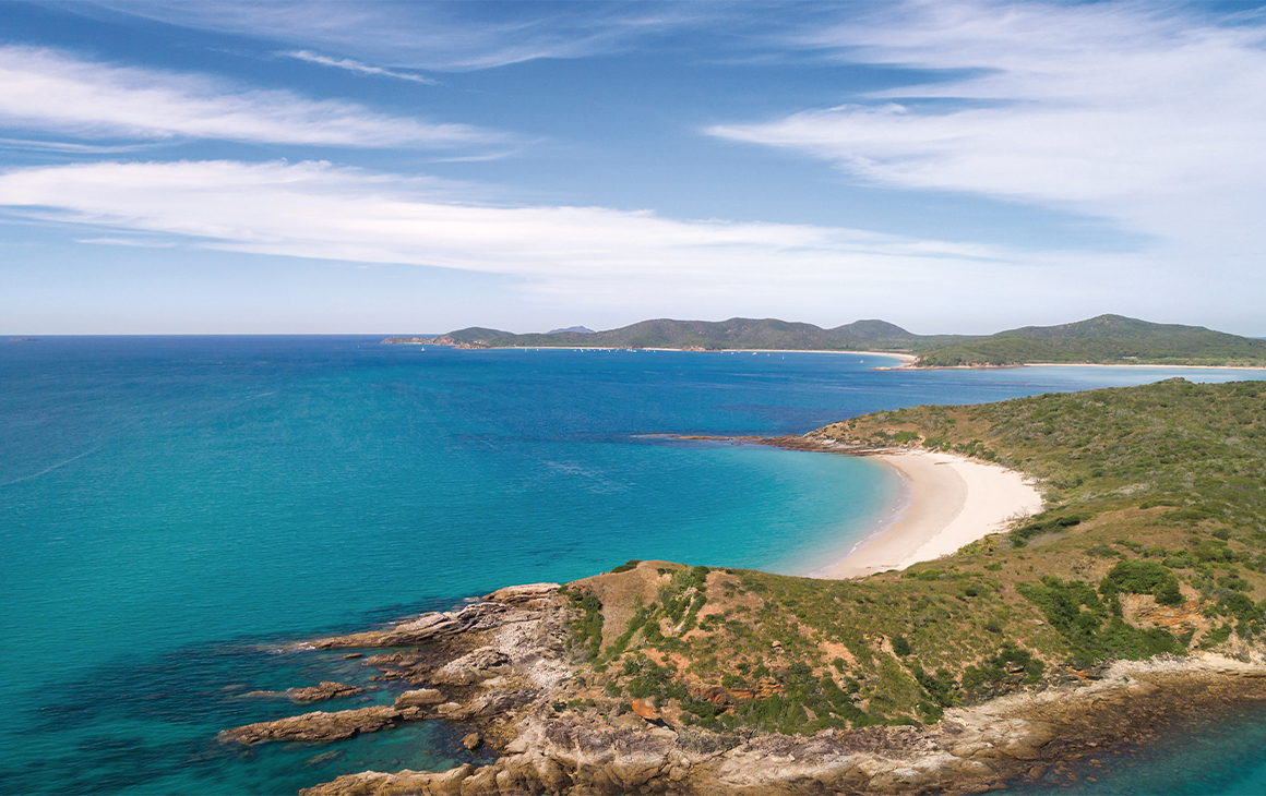 Great Keppel Island seen from the sky, an iconic Queensland island