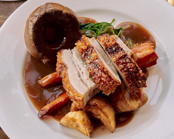 the crackling roast pork on offer for sunday lunch at the old fitz