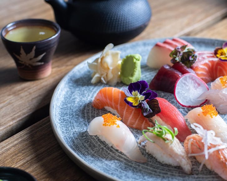 a plate of colourful nigiri sushi at surry hills restaurant zushi