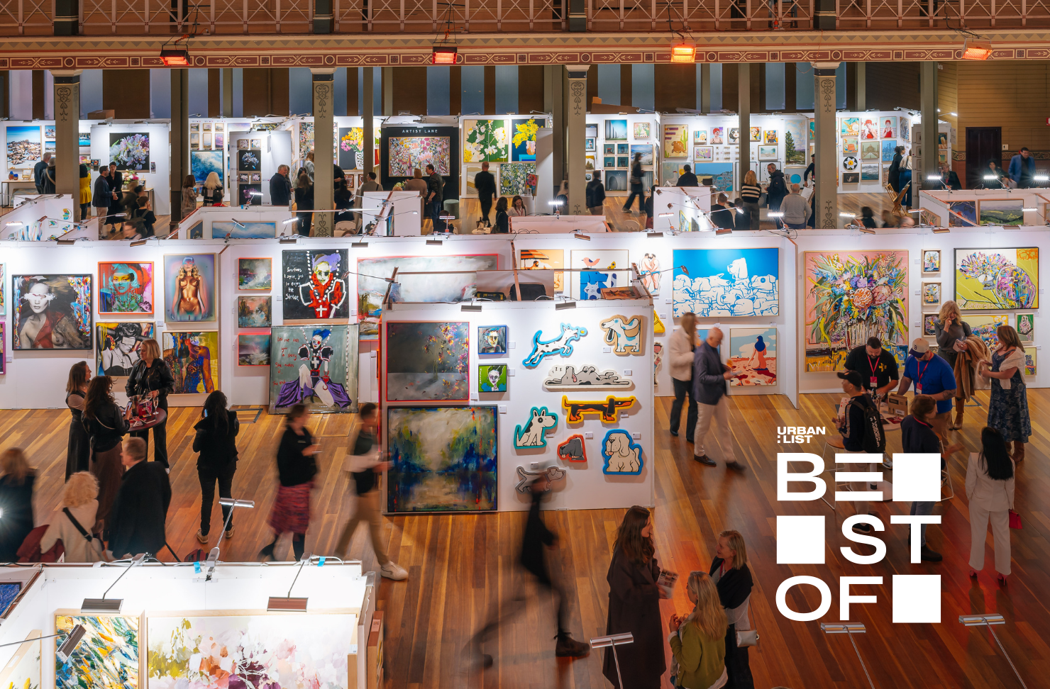 A busy gallery at the Affordable Art Fair. 