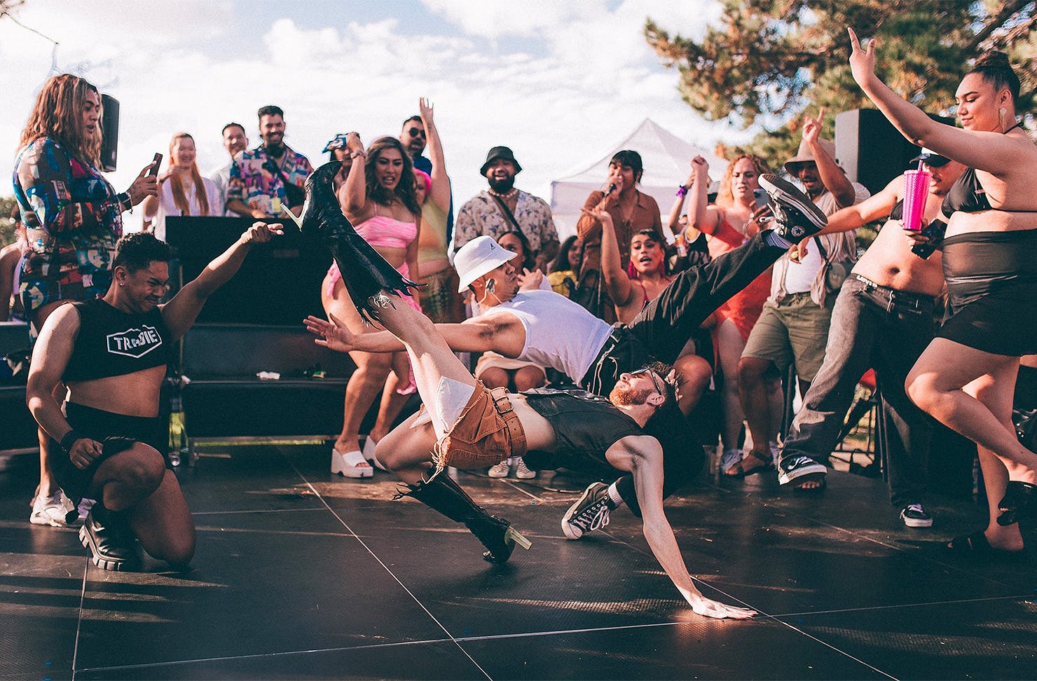House of Aitu mid dance-battle at Big Gay Out. 