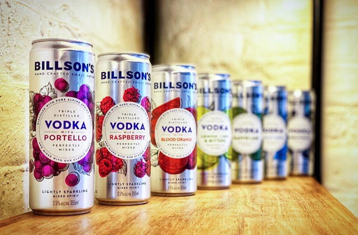 A row of flavoured drinks