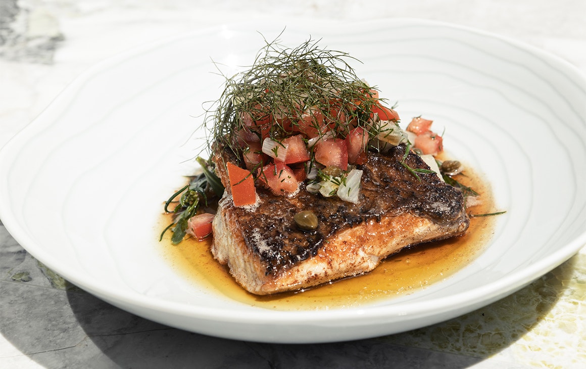 crispy fish dish at bisou bisou 