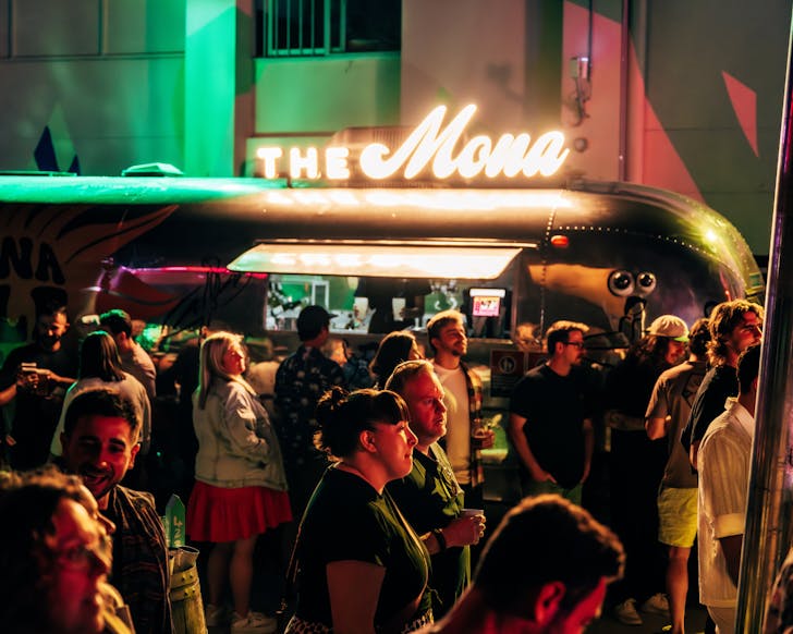 A crowd of onlookers at The Mona, watching Battle Of The Bands