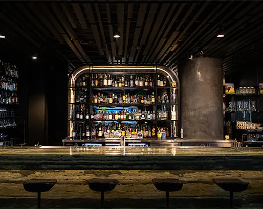 a dark marble bar
