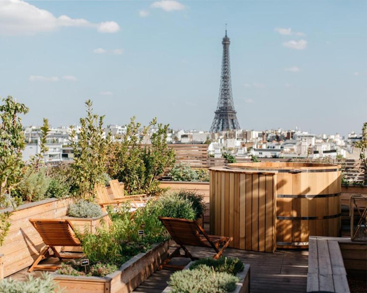 Brach Paris rooftop terrace views of Eiffel Tower