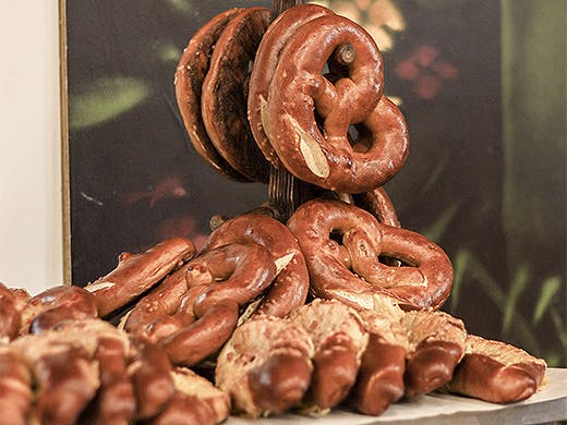 Pretzels on display at Bread & Butter Cafe