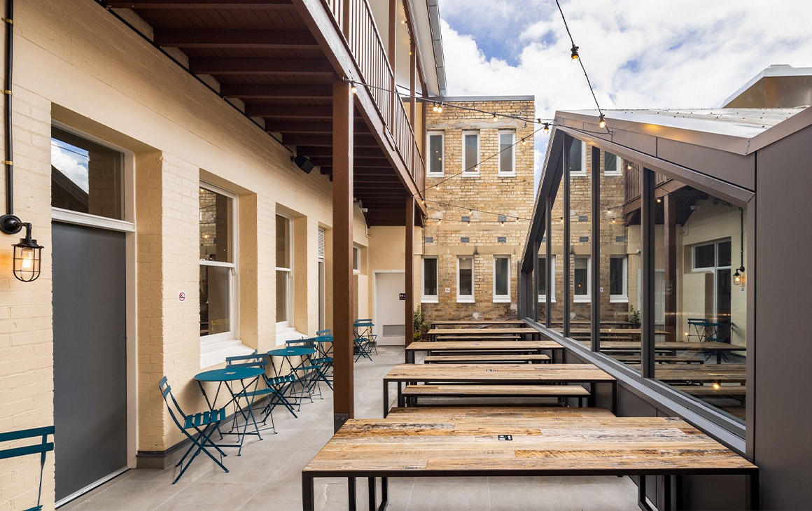 outdoor area with picnic tables
