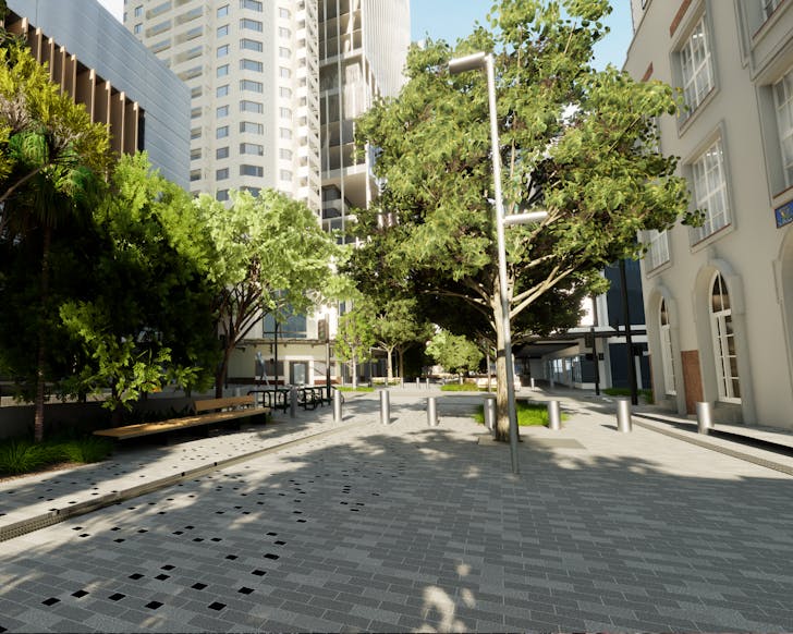 A rendering of the new Queen Street Mall in Brisbane CBD.