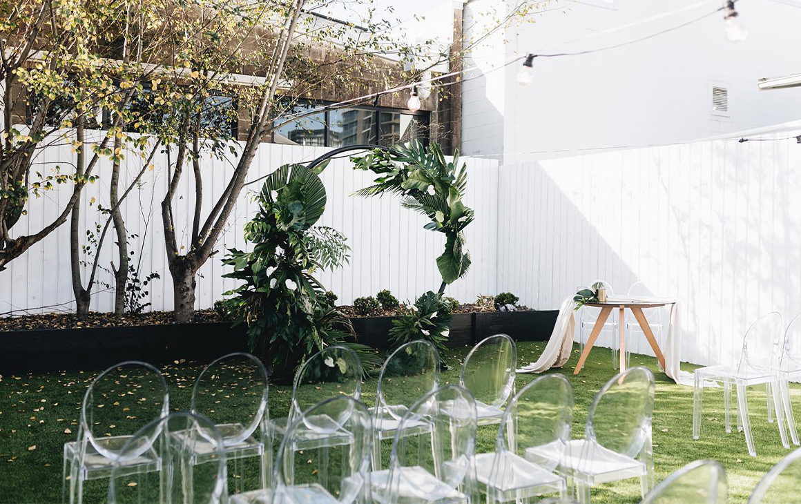 brisbane wedding venue the refinery, with an outdoor ceremony area