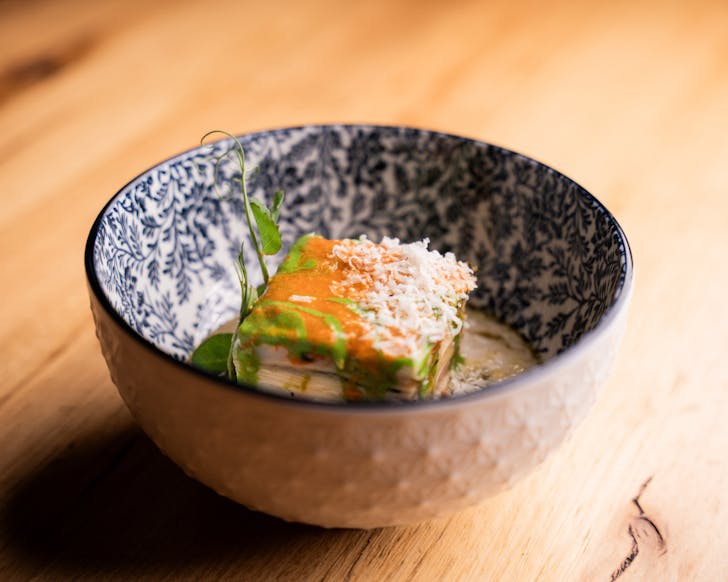 a bowl of fillipino/italian fusion pasta at buono