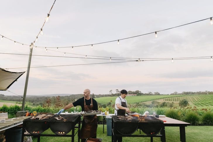 Chefs grilling at Pair'd Burnt Ends