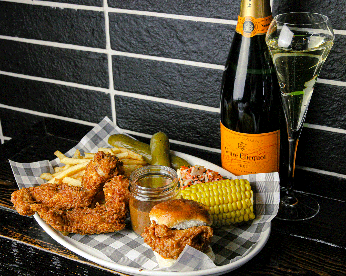 fried chicken and champagne