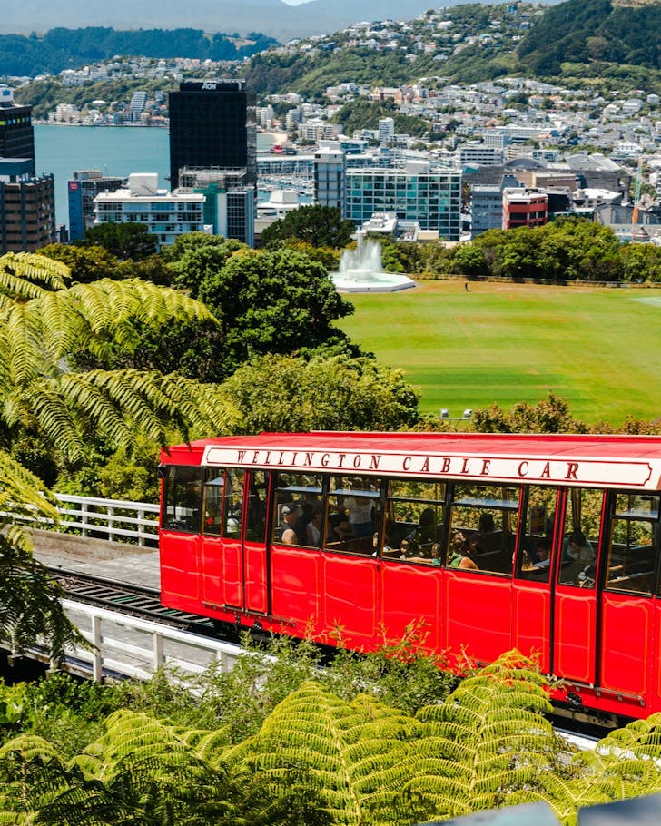 cable car above wellington city