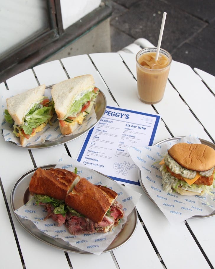 Sandwiches and coffee at Peggy's in Fremantle