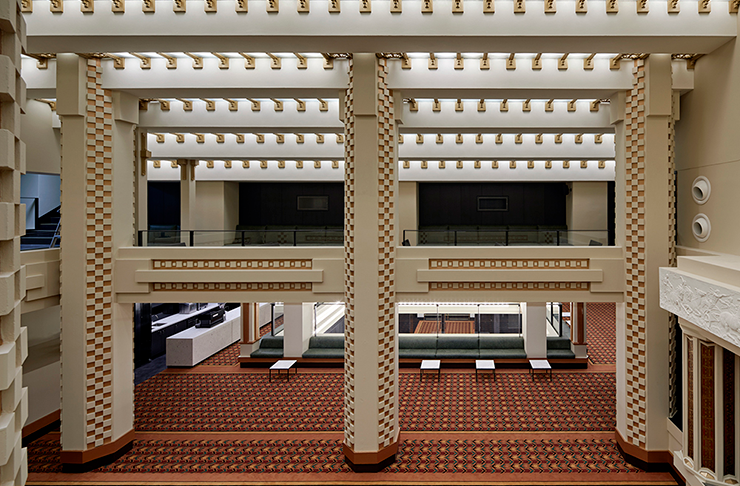 The foyer and intricate glass roof of the Capitol Theatre in Melbourne.