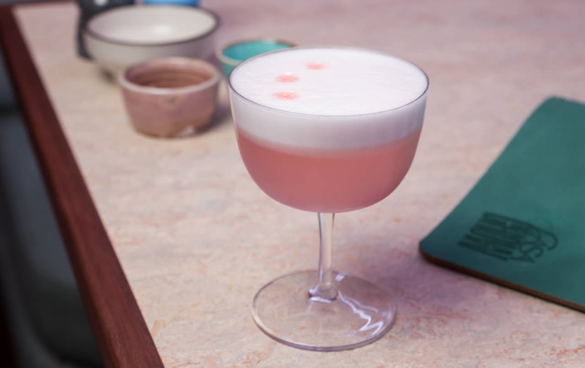 pink pisco sour cocktail