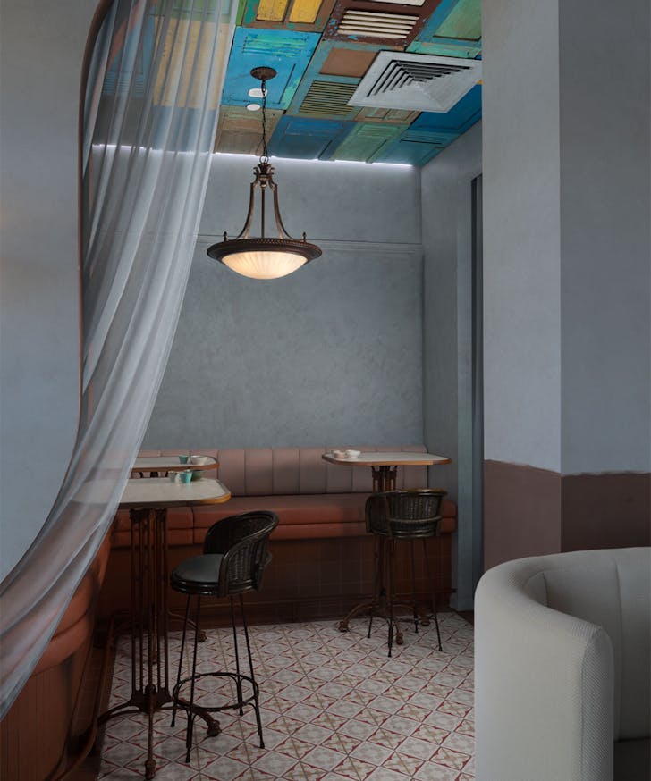 corner tables inside casa chow