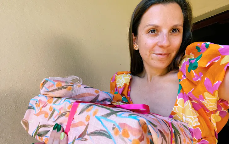 Renee with Christmas Gifts in Perth