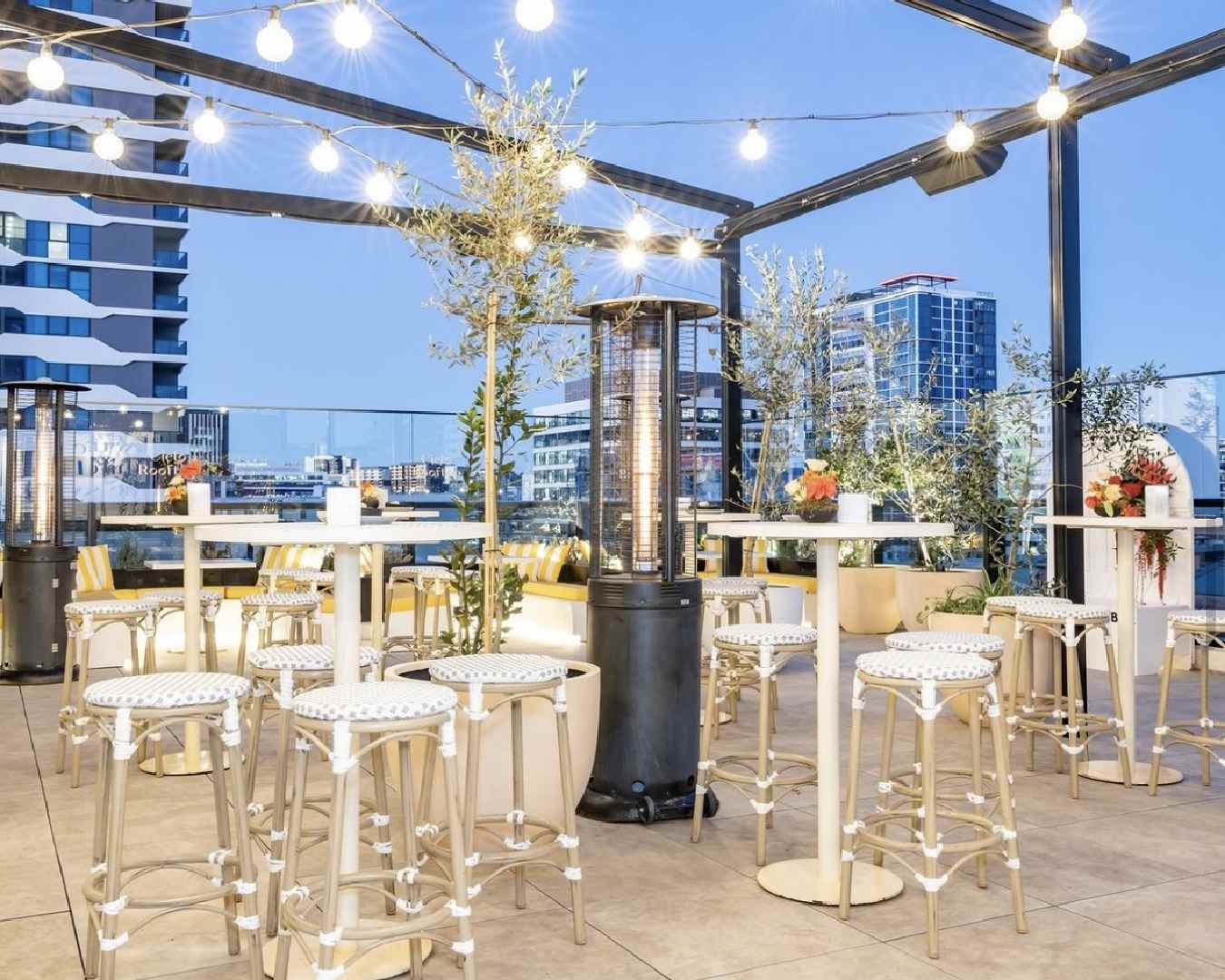 an outdoor seating area at brisbane cocktail bar Cielo