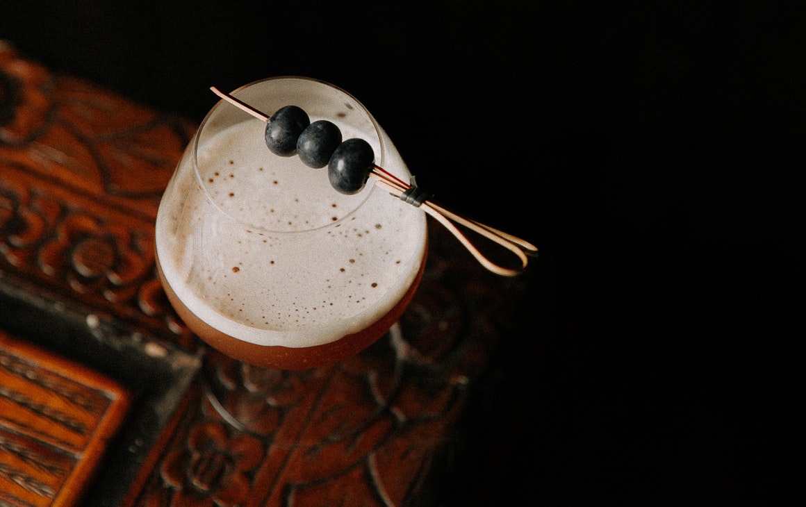 a cocktail on a table 