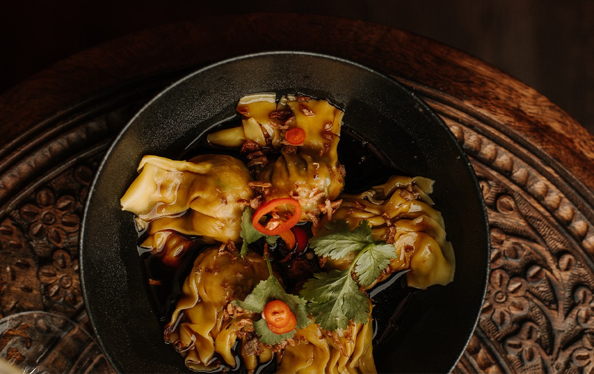 a bowl of wontons 