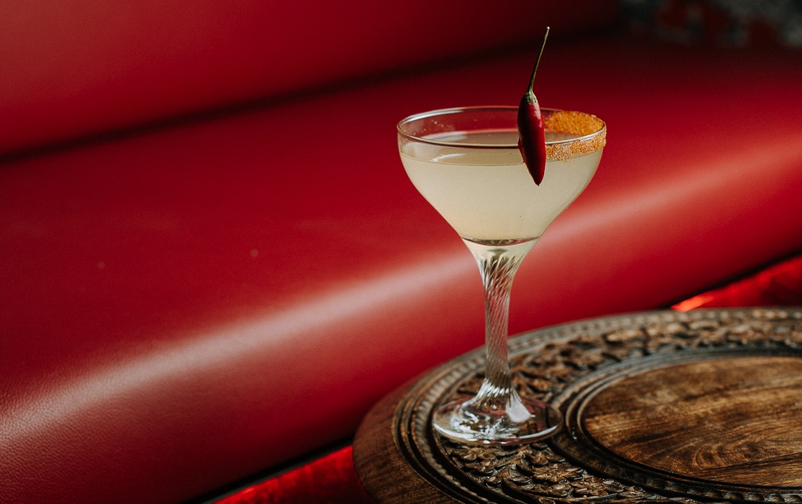 a cocktail with a chilli 
