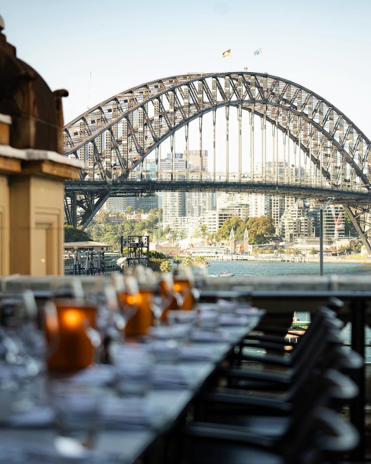 the view of the sydney harbour bridge from circular quay restaurant cafe sydney
