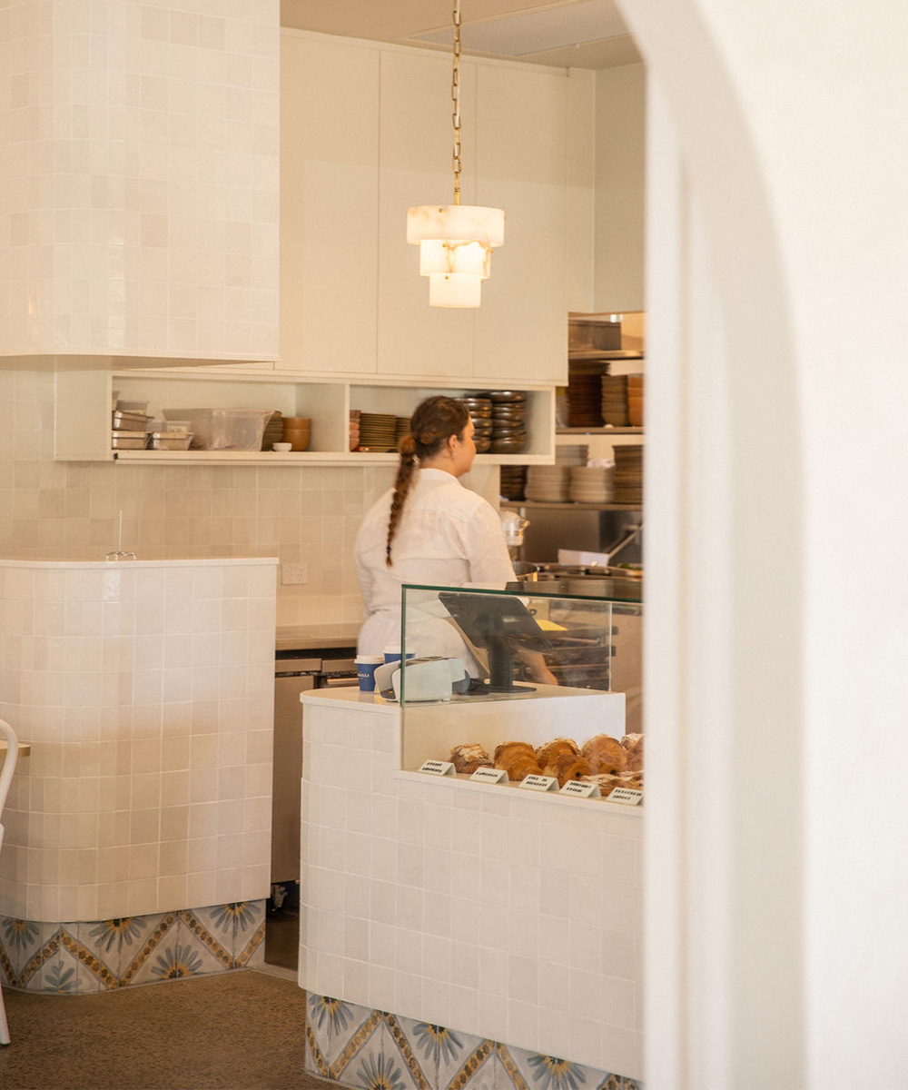 the pastry cabinet filled with pastries