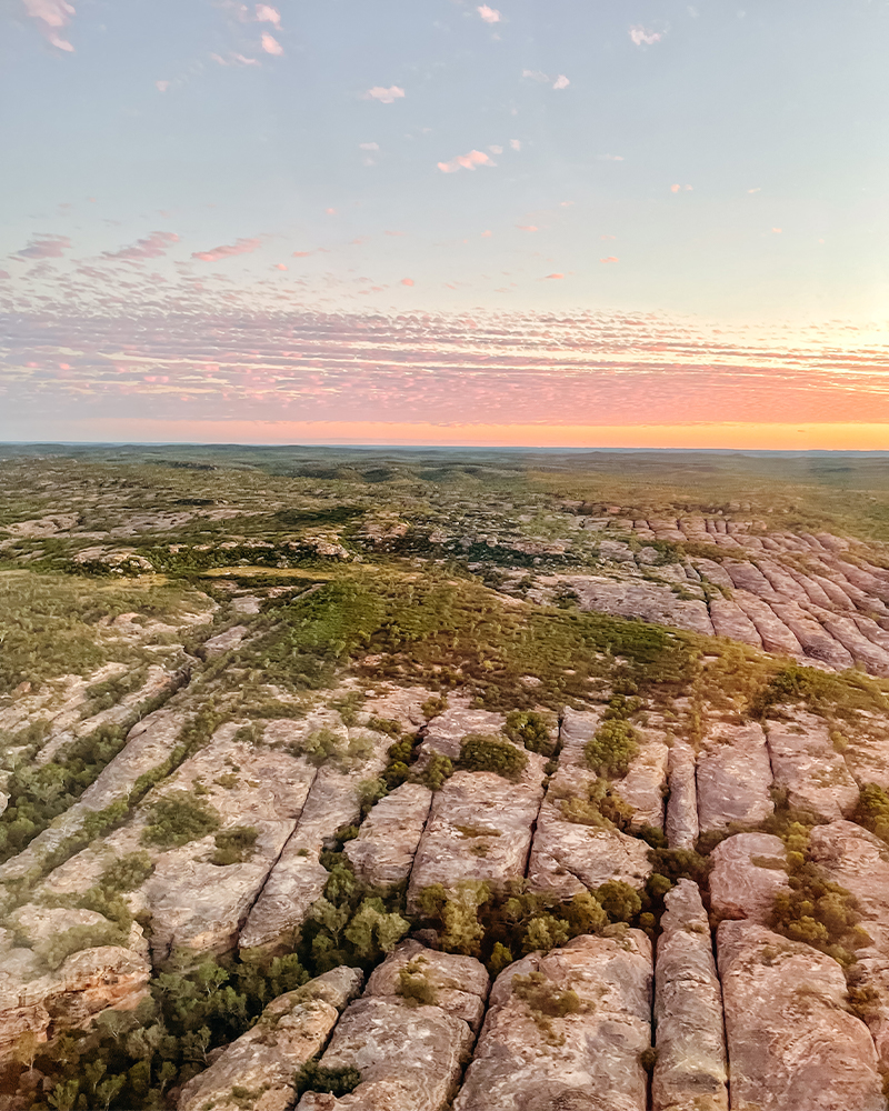 sky view of the sandstone formations at cobbold gorge