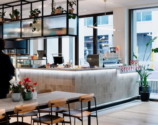 the light and airy contemporary interiors of Community Coffee Co