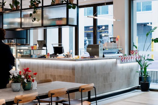 the light and airy contemporary interiors of Community Coffee Co