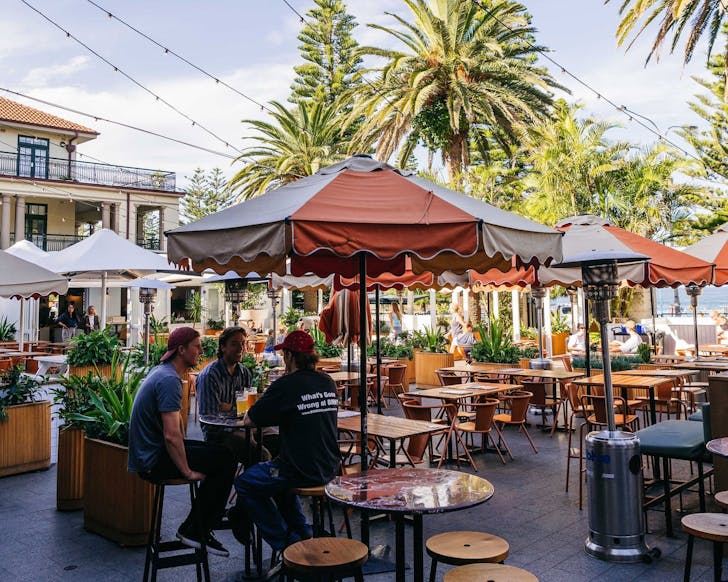 Umbrellas in the beer garden at Coogee Bay Hotel, where you can watch the FIFA womens world cup in Sydney