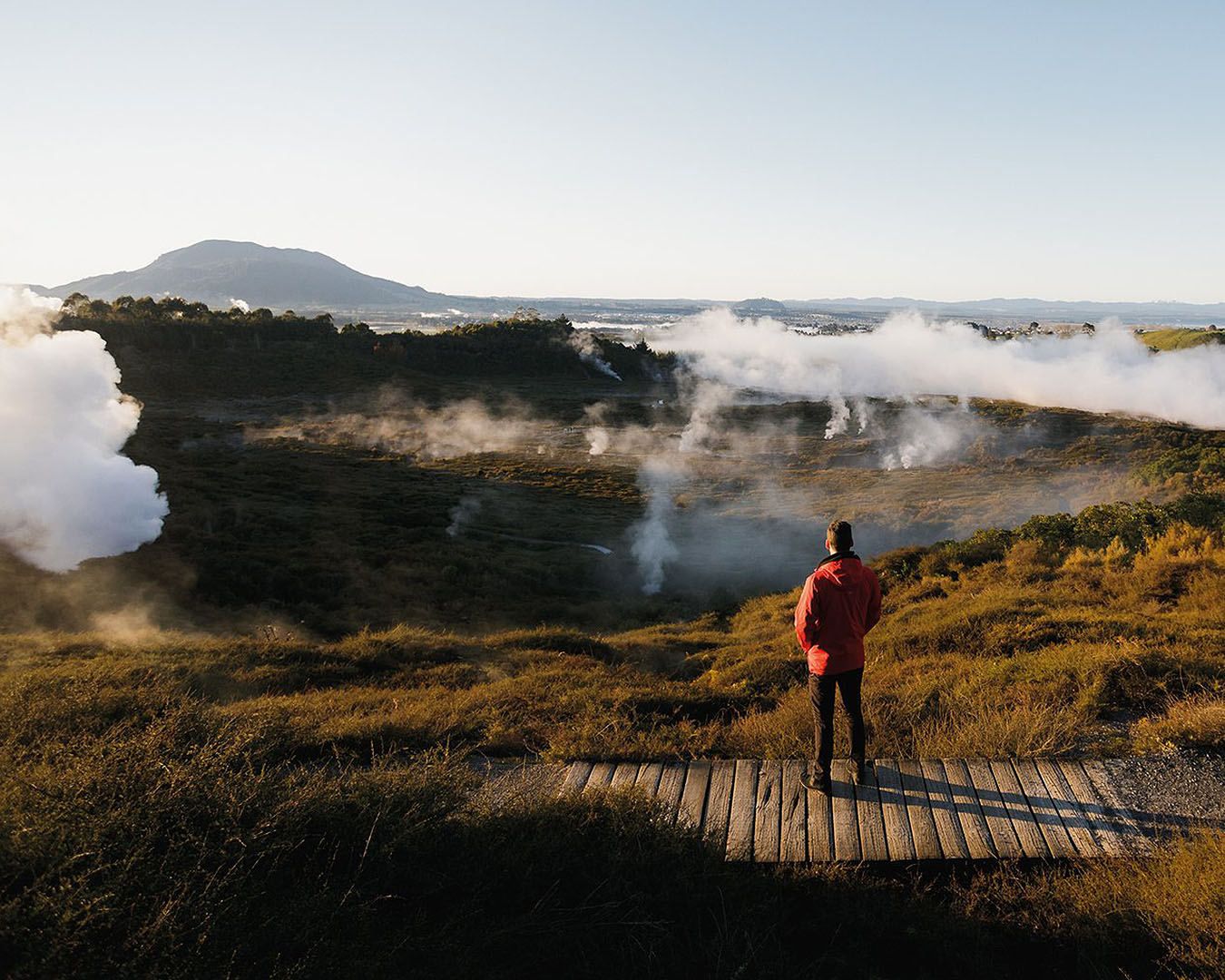 A man looks over the Craters Of The Moon.