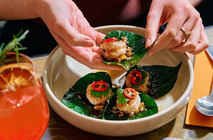 A plate of delicate scallops at one of the best restaurants Crown has to offer. 