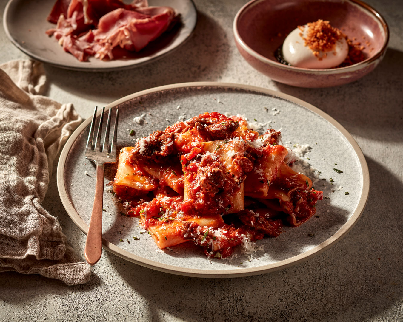 bowl of red pasta